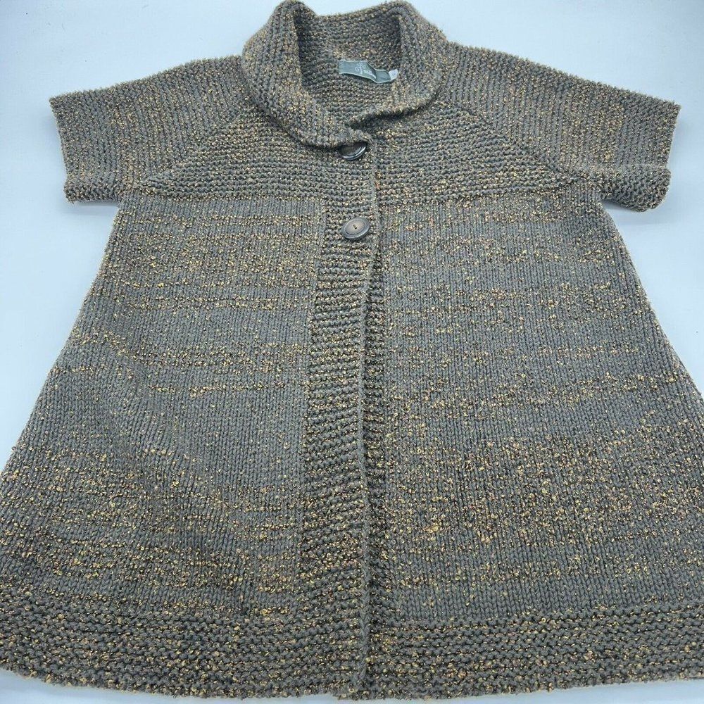 Anthropologie Willow Brown Gold Two Button Sweater Women’s Small
